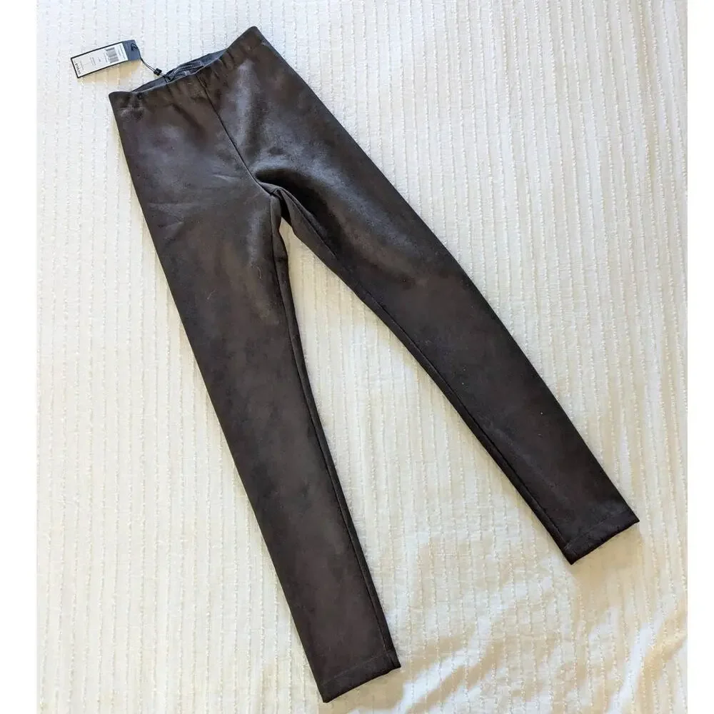 NWT BCBG MAXAZARIA 'Mason' Faux Suede Black Leggings size XS